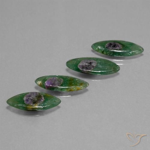12.02ctw Naturel Multicolore Rubis en Fuchsite, Marquise, Translucide