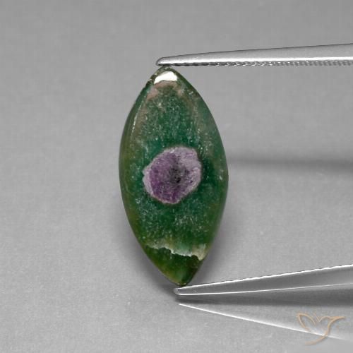 5.46ct Naturel Multicolore Rubis en fuchsite, Marquise, Translucide
