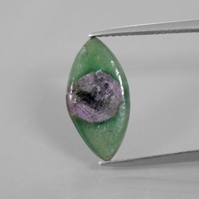 Rubis dans fuchsite bicolore naturelle marquise, 2,68 ct, translucide