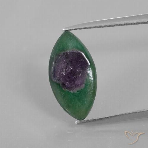 3.62ct Naturel Multicolore Rubis en fuchsite, Marquise, Translucide