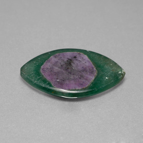 Rubis dans fuchsite bicolore naturelle marquise, 13,47 ct, translucide
