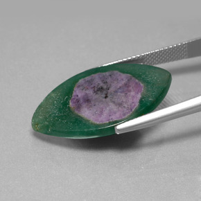 Rubis dans fuchsite bicolore naturelle marquise, 13,47 ct, translucide