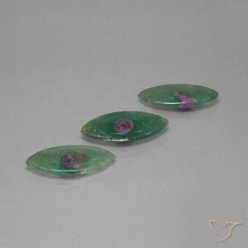 5.48ctw Naturel Multicolore Rubis en fuchsite, Marquise, Transparent