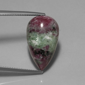 Rubis zoïsite multicolore naturelle en forme de poire, 13,52 ct, opaque
