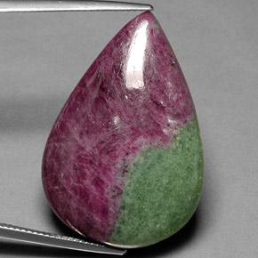 Rubis zoïsite multicolore naturelle en forme de poire, 44,82 ct, opaque