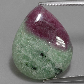 Rubis zoïsite multicolore naturelle en forme de poire, 15,70 ct, opaque
