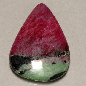 Rubis zoïsite multicolore naturelle en forme de poire, 23,73 ct, opaque