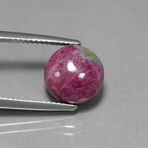 Rubis zoïsite multicolore naturelle coupe roude, 6,18 ct, opaque