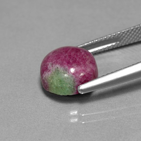 Rubis zoïsite multicolore naturelle coupe roude, 6,18 ct, opaque