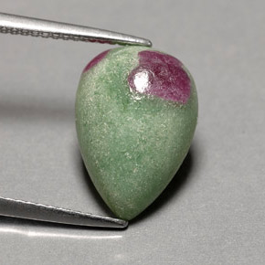 Rubis zoïsite multicolore naturelle en forme de poire, 5,73 ct, opaque