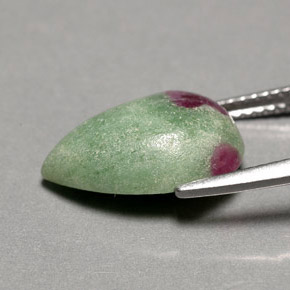 Rubis zoïsite multicolore naturelle en forme de poire, 5,73 ct, opaque