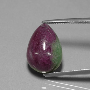 Rubis zoïsite multicolore naturelle en forme de poire, 18,64 ct, opaque