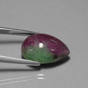 Rubis zoïsite multicolore naturelle en forme de poire, 18,64 ct, opaque