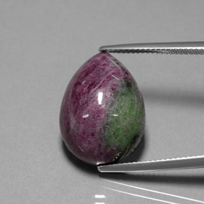 Rubis zoïsite multicolore naturelle en forme de poire, 25,42 ct, opaque