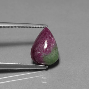 Rubis zoïsite multicolore naturelle en forme de poire, 5,18 ct, opaque
