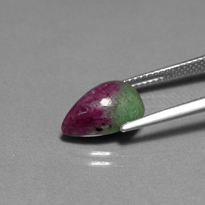 Rubis zoïsite multicolore naturelle en forme de poire, 5,18 ct, opaque