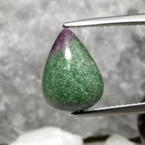 Rubis zoïsite multicolore naturelle en forme de poire, 5,62 ct, opaque