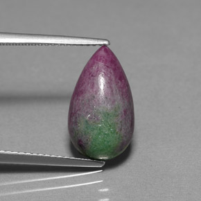Rubis zoïsite multicolore naturelle en forme de poire, 6,11 ct, opaque