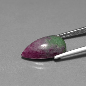 Rubis zoïsite multicolore naturelle en forme de poire, 6,11 ct, opaque