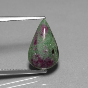 Rubis zoïsite multicolore naturelle en forme de poire, 6,78 ct, opaque