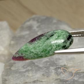 Rubis-Zoisite Multicolore naturelle En forme de poire, 8.25 ct, Opaque