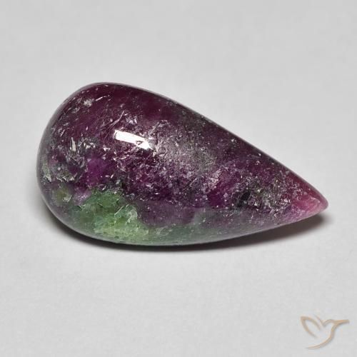 Rubis-Zoisite Multicolore naturelle En forme de poire, 9.25 ct, Opaque