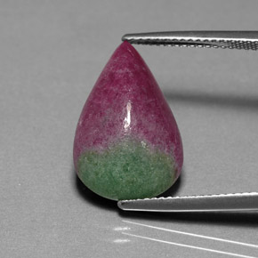 Rubis zoïsite multicolore naturelle en forme de poire, 9,30 ct, opaque