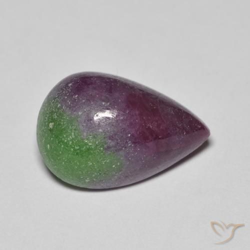 Rubis zoïsite multicolore naturelle en forme de poire, 9,67 ct, opaque