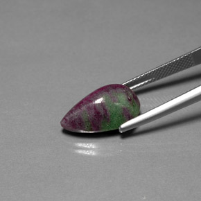 Rubis zoïsite multicolore naturelle en forme de poire, 11,05 ct, opaque