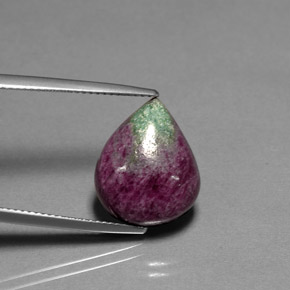 Rubis-Zoisite Multicolore naturelle En forme de poire, 11.49 ct, Opaque