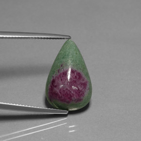 Rubis zoïsite multicolore naturelle en forme de poire, 13,36 ct, opaque