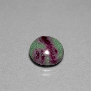 Rubis zoïsite multicolore naturelle coupe roude, 5,38 ct, opaque