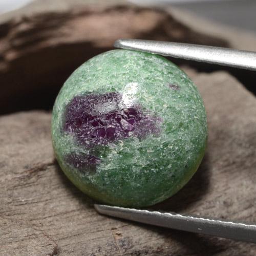 Rubis zoïsite vert naturelle coupe roude, 5,97 ct, opaque