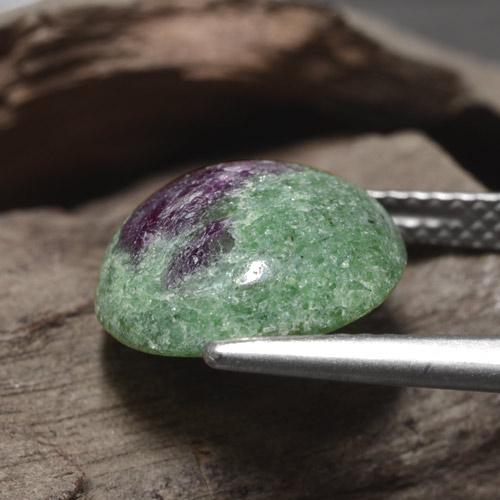 Rubis zoïsite vert naturelle coupe roude, 5,97 ct, opaque