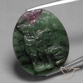 41.05ct Naturel Multicolore Rubis-Zoisite, ovale, Opaque