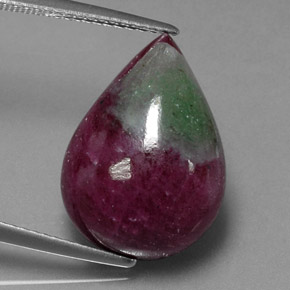 Rubis-Zoisite Multicolore naturelle En forme de poire, 14.55 ct, Opaque