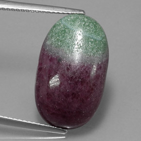 Rubis zoïsite multicolore naturelle coupe ovale, 13,64 ct, opaque