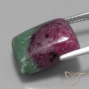 Rubis-Zoisite Multicolore naturelle Baquette, 12.24 ct, Opaque