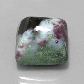Rubis zoïsite multicolore naturelle carré, 14,96 ct, opaque