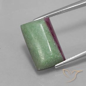 Rubis-Zoisite Multicolore naturelle Baquette, 12.20 ct, Opaque