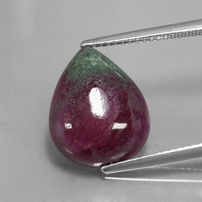 Rubis zoïsite multicolore naturelle en forme de poire, 9,65 ct, opaque