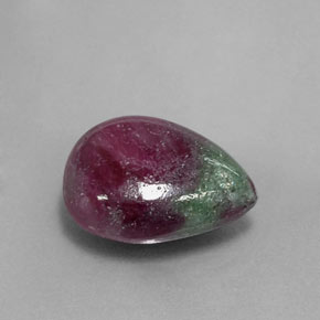 Rubis zoïsite multicolore naturelle en forme de poire, 9,65 ct, opaque