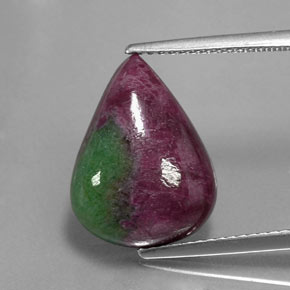 Rubis zoïsite multicolore naturelle en forme de poire, 10,24 ct, opaque