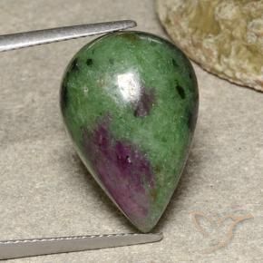 Rubis-Zoisite Multicolore naturelle En forme de poire, 15.77 ct, Opaque