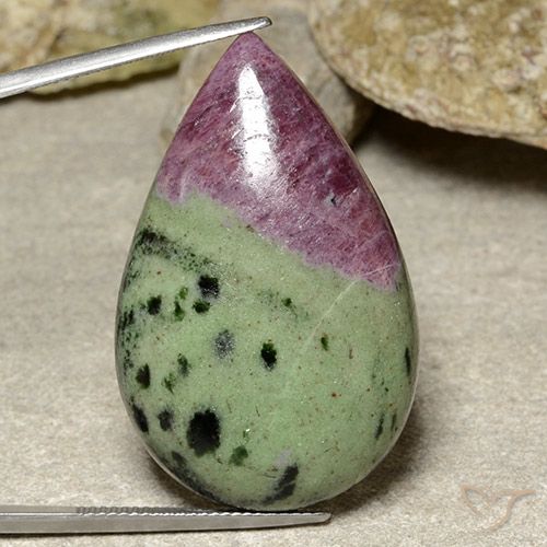 62.20ct Naturel Multicolore Rubis-Zoisite, En forme de poire, Opaque