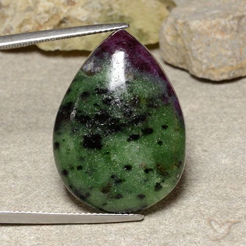 37.17ct Naturel Multicolore Rubis-Zoisite, En forme de poire, Opaque