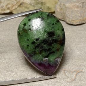Rubis-Zoisite Multicolore naturelle En forme de poire, 37.17 ct, Opaque