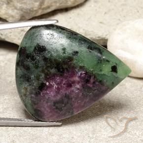 Rubis-Zoisite Multicolore naturelle En forme de poire, 38.75 ct, Opaque
