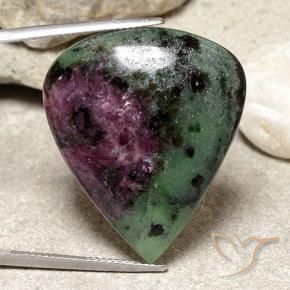 Rubis-Zoisite Multicolore naturelle En forme de poire, 38.75 ct, Opaque