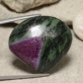 Rubis zoïsite multicolore naturelle en forme de poire, 56,65 ct, opaque